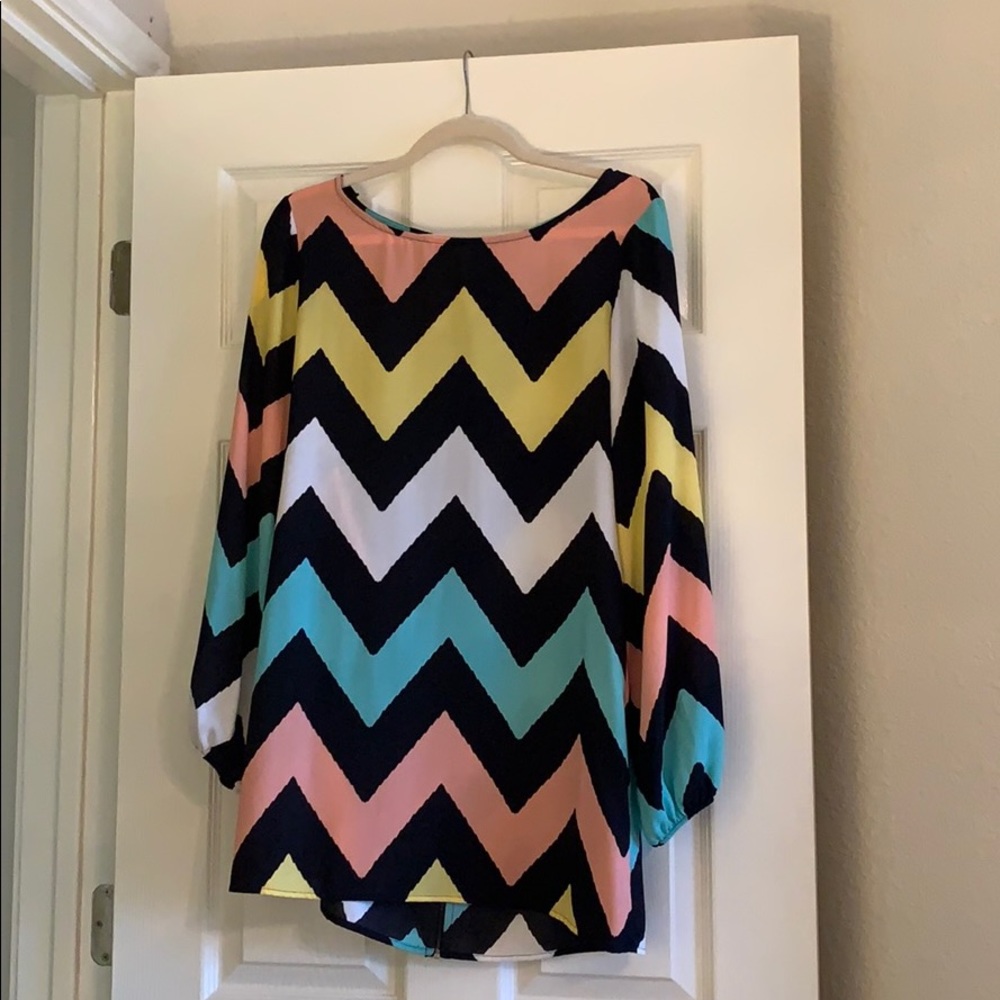 Multicolor long sleeved chevron dress